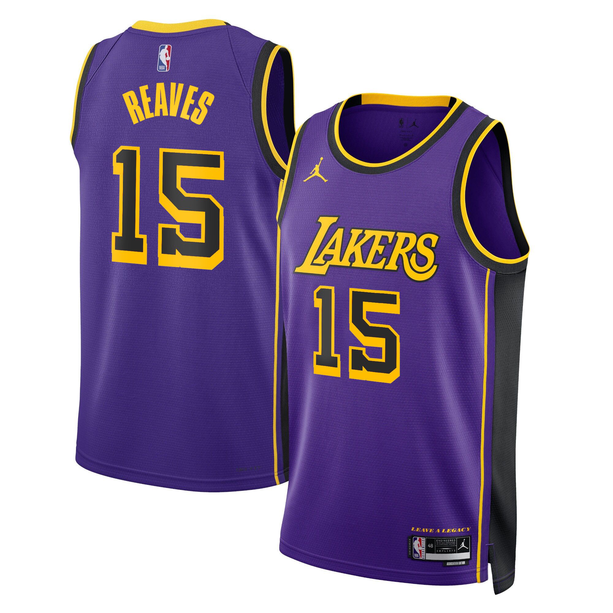 Men Los Angeles Lakers #15 Reaves Purple 2025 Jordan Edition Swingman NBA Jersey